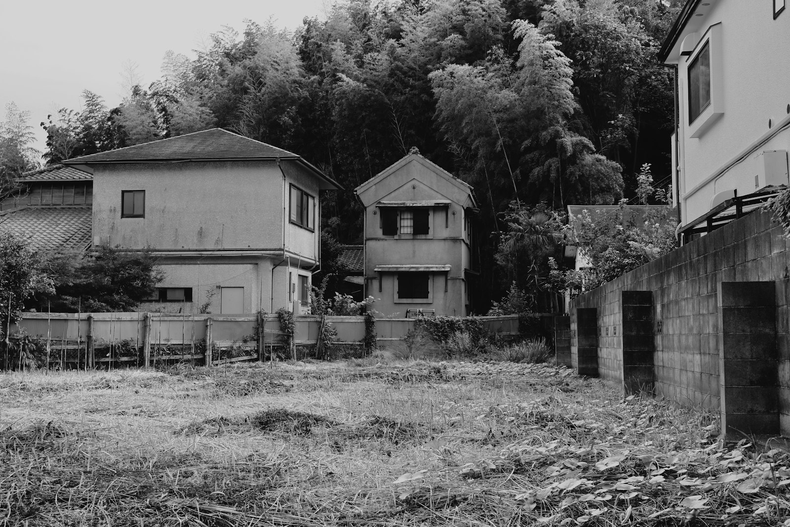 Vacant houses standing empty in a Japanese village